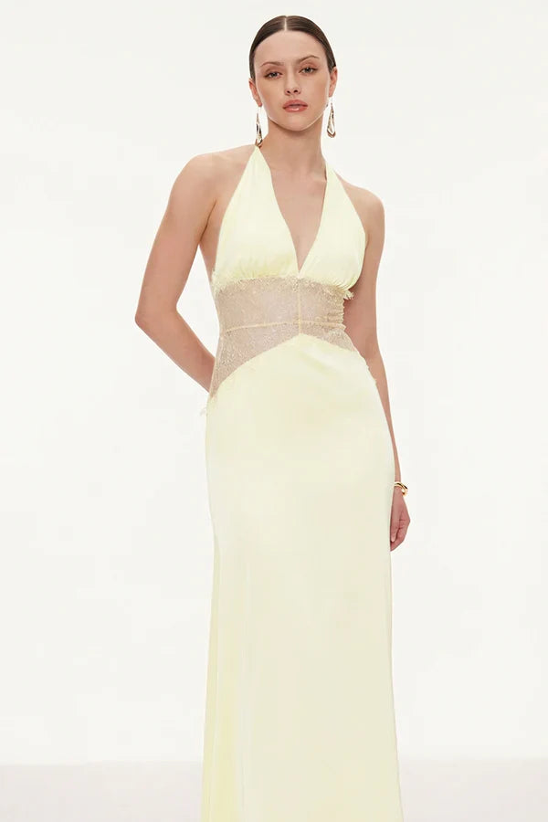 Women's Lace Trim Maxi Dress | Sleeveless Elegant Evening Gown
