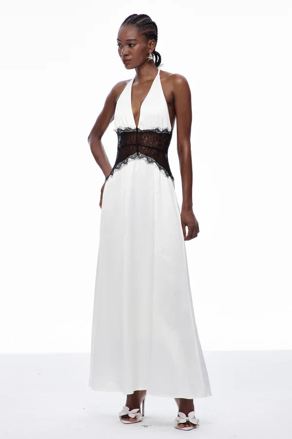 Women's Lace Trim Maxi Dress | Sleeveless Elegant Evening Gown