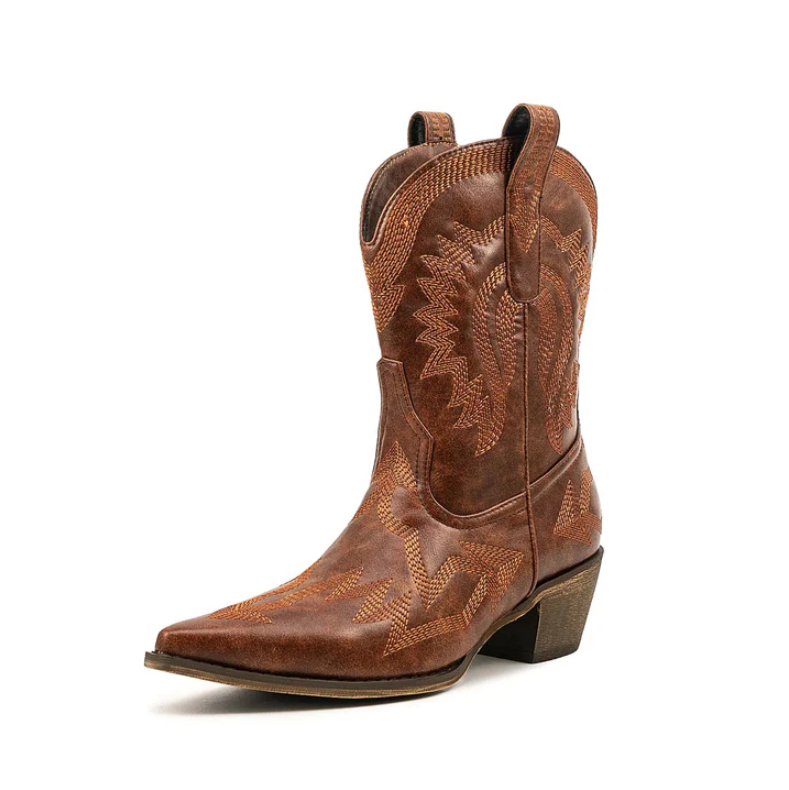 women's leather western cowboy boots - front view