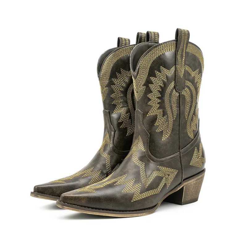 women's leather western cowboy boots - back view