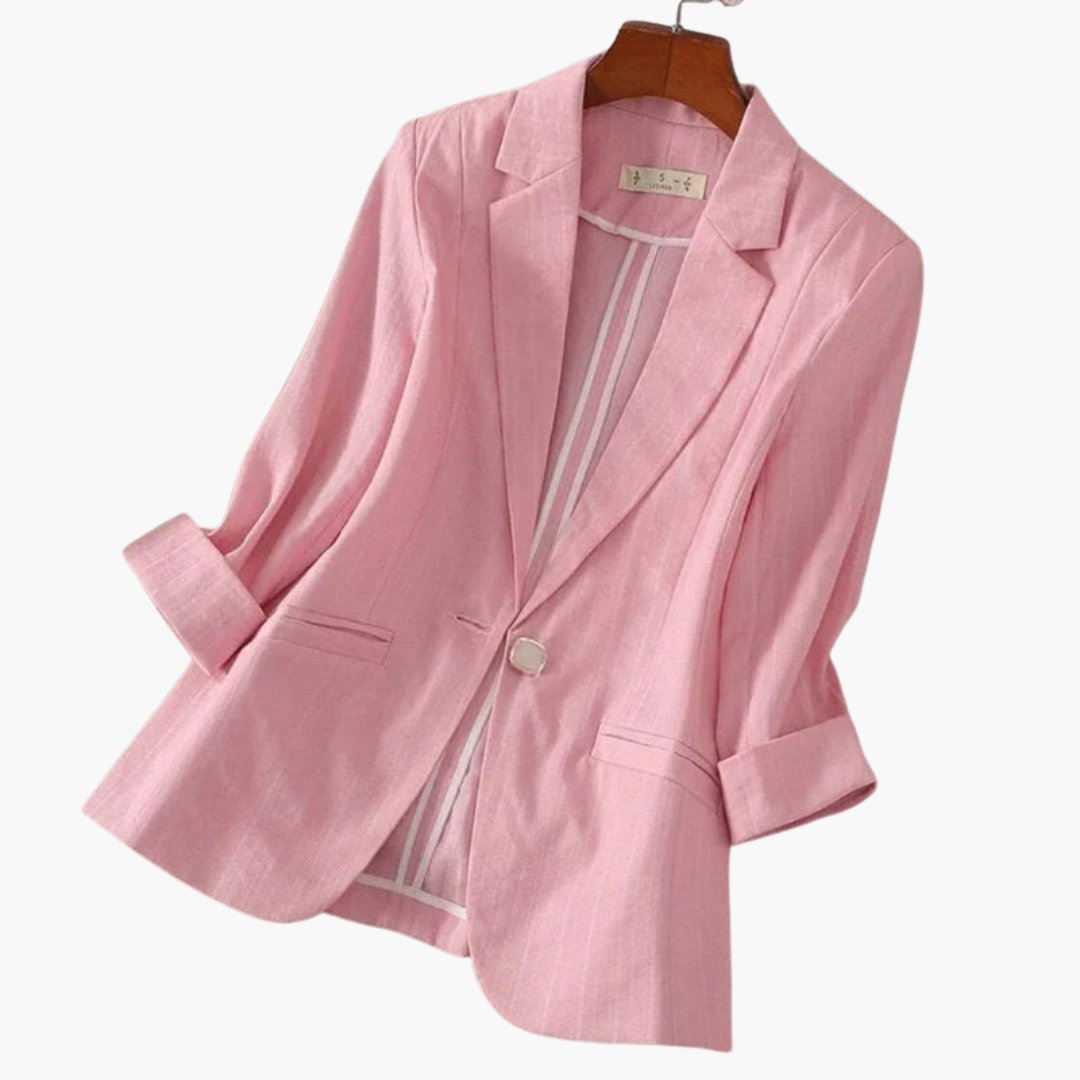 Women's linen blazer - worn view