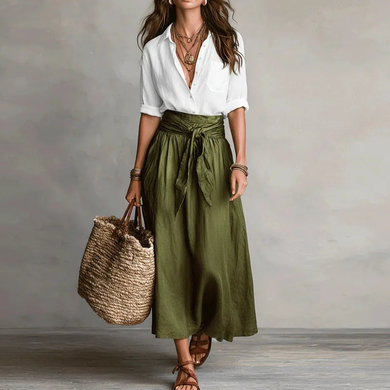 women's linen two-piece co-ord set - back view