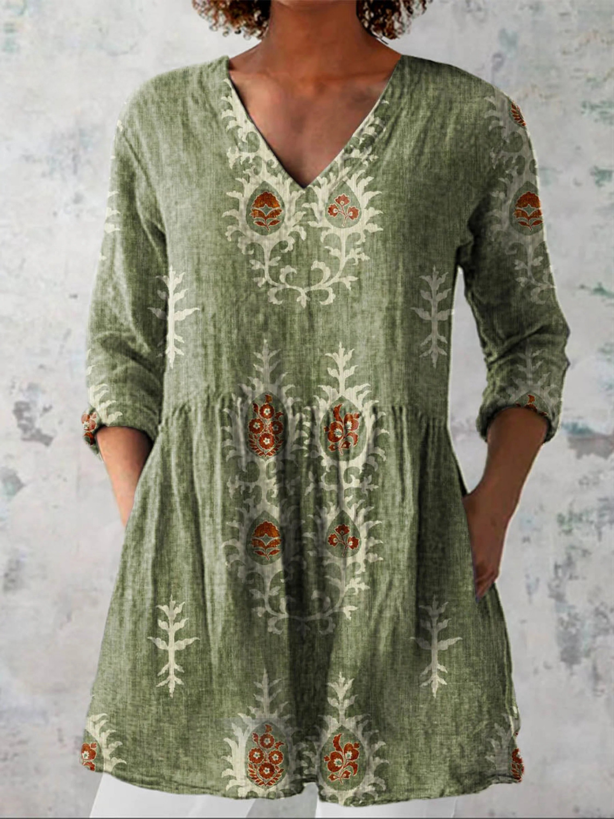 Women's Long V-Neck Blouse - photo 1
