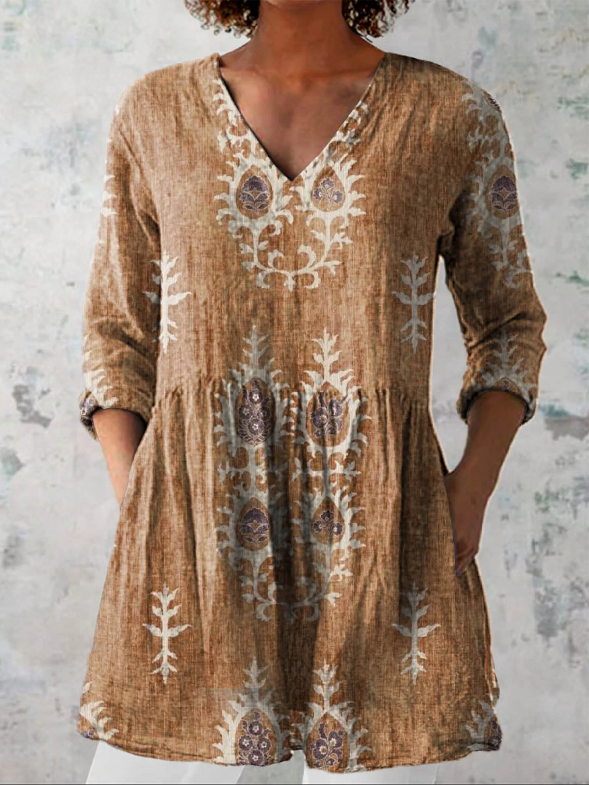 Women's Long V-Neck Blouse - photo 4