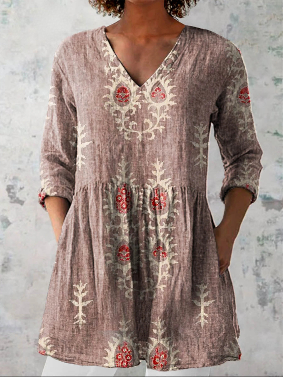 Women's Long V-Neck Blouse - photo 5