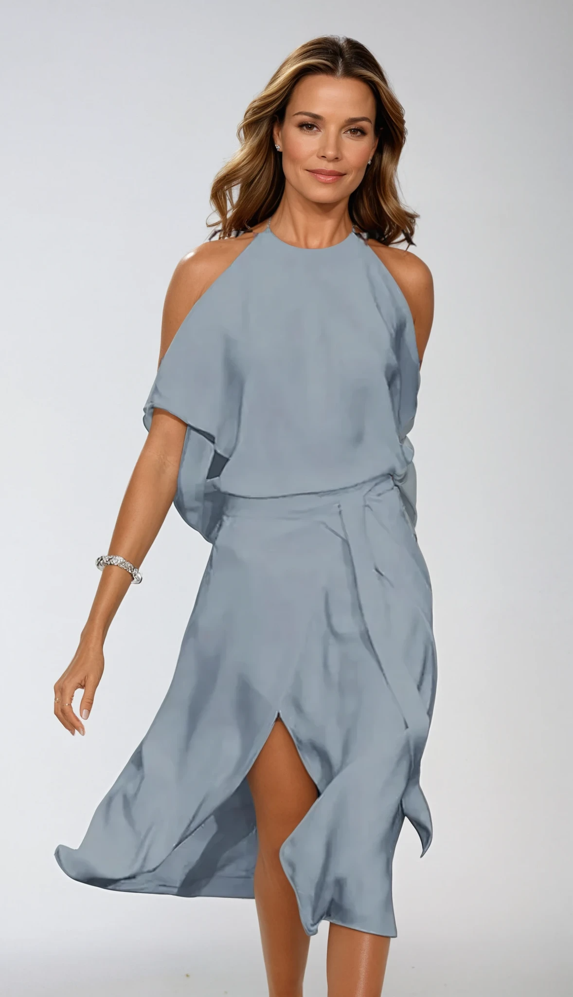 Women's Halter Cold Shoulder Midi Dress | Formal Evening