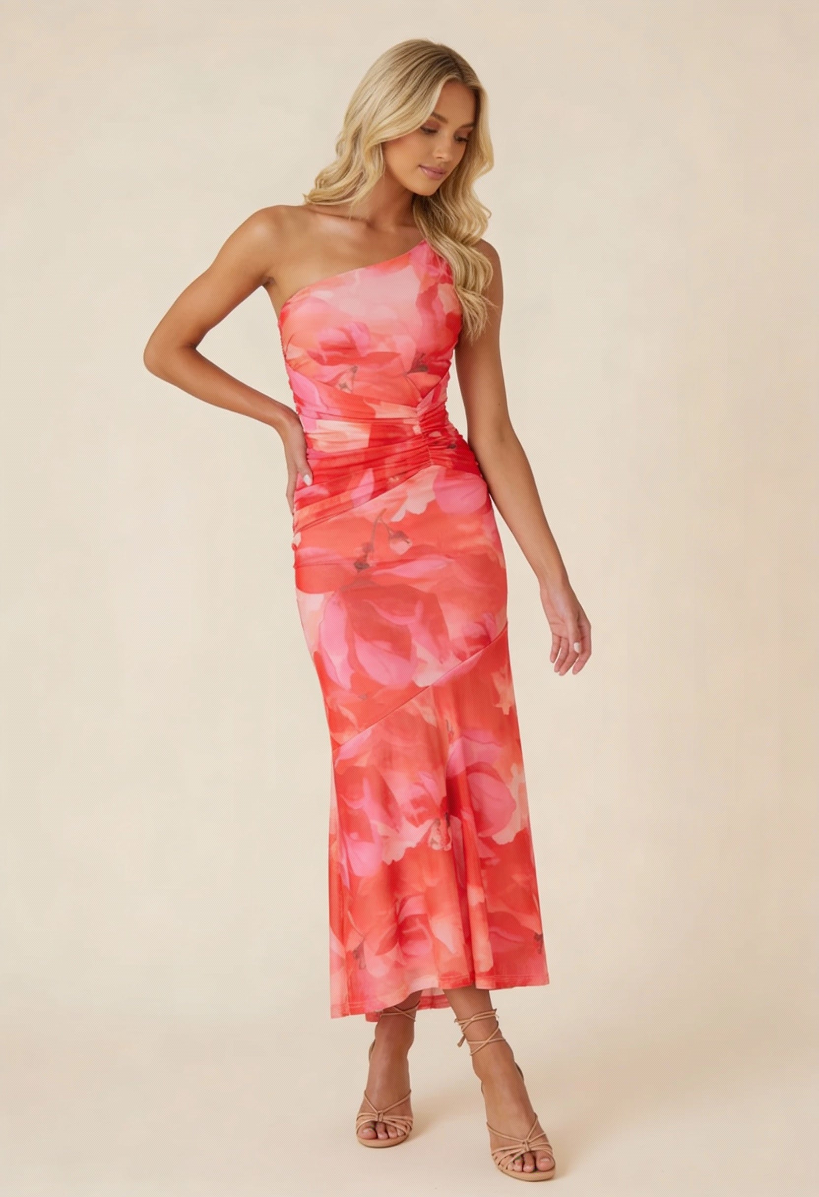 Women's One Shoulder Asymmetric Midi Dress | Elegant Evening Dress