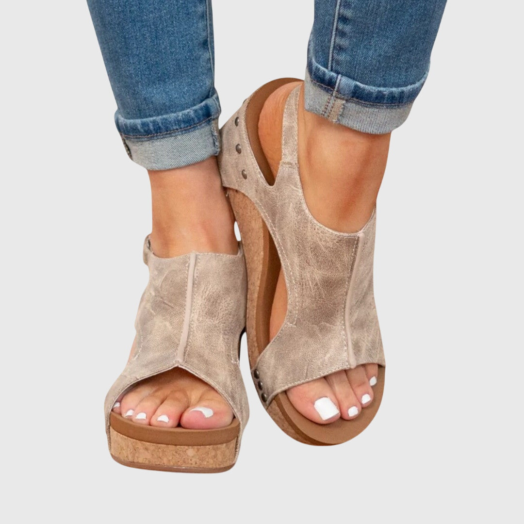 Women's open toe orthopedic comfort sandals adjustable buckle strap side view