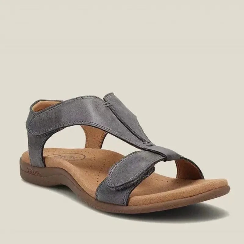 Women's orthopedic cross strap open toe sandals - grey