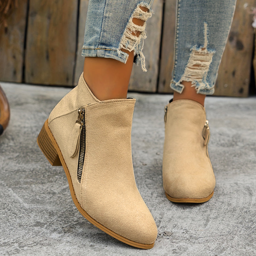 Women's orthopedic side zip block heel shoes - Red color view