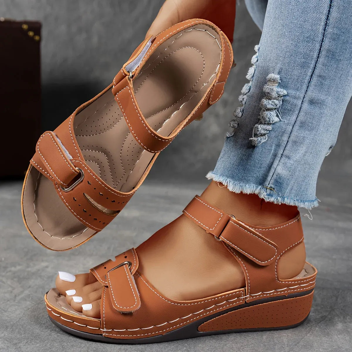 Women's orthopedic sandals adjustable strap flattering silhouette