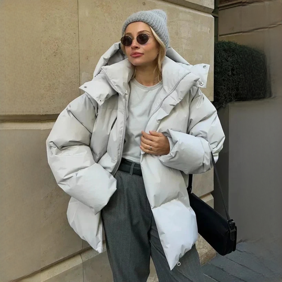 Women's Oversized Quilted Puffer Jacket with Hood - photo 2