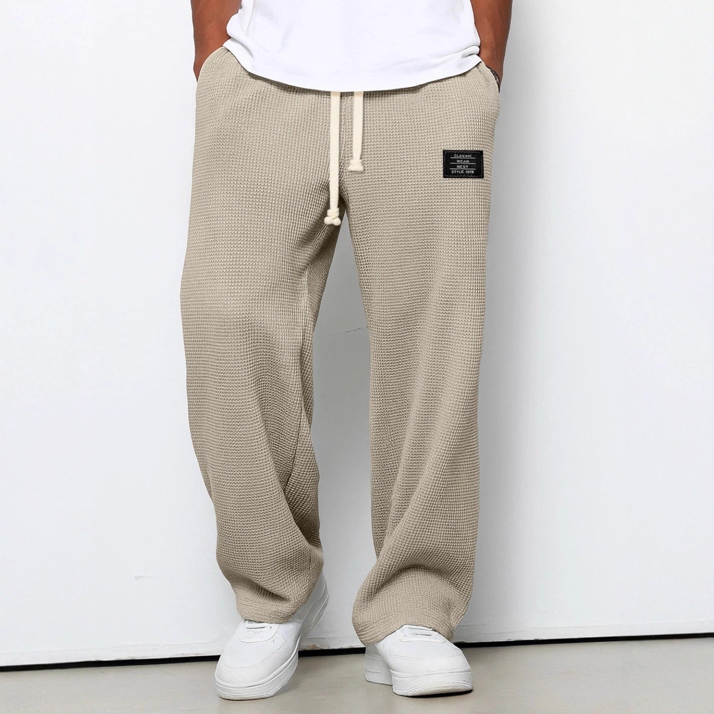 Women's relaxed lace trim pants - full view