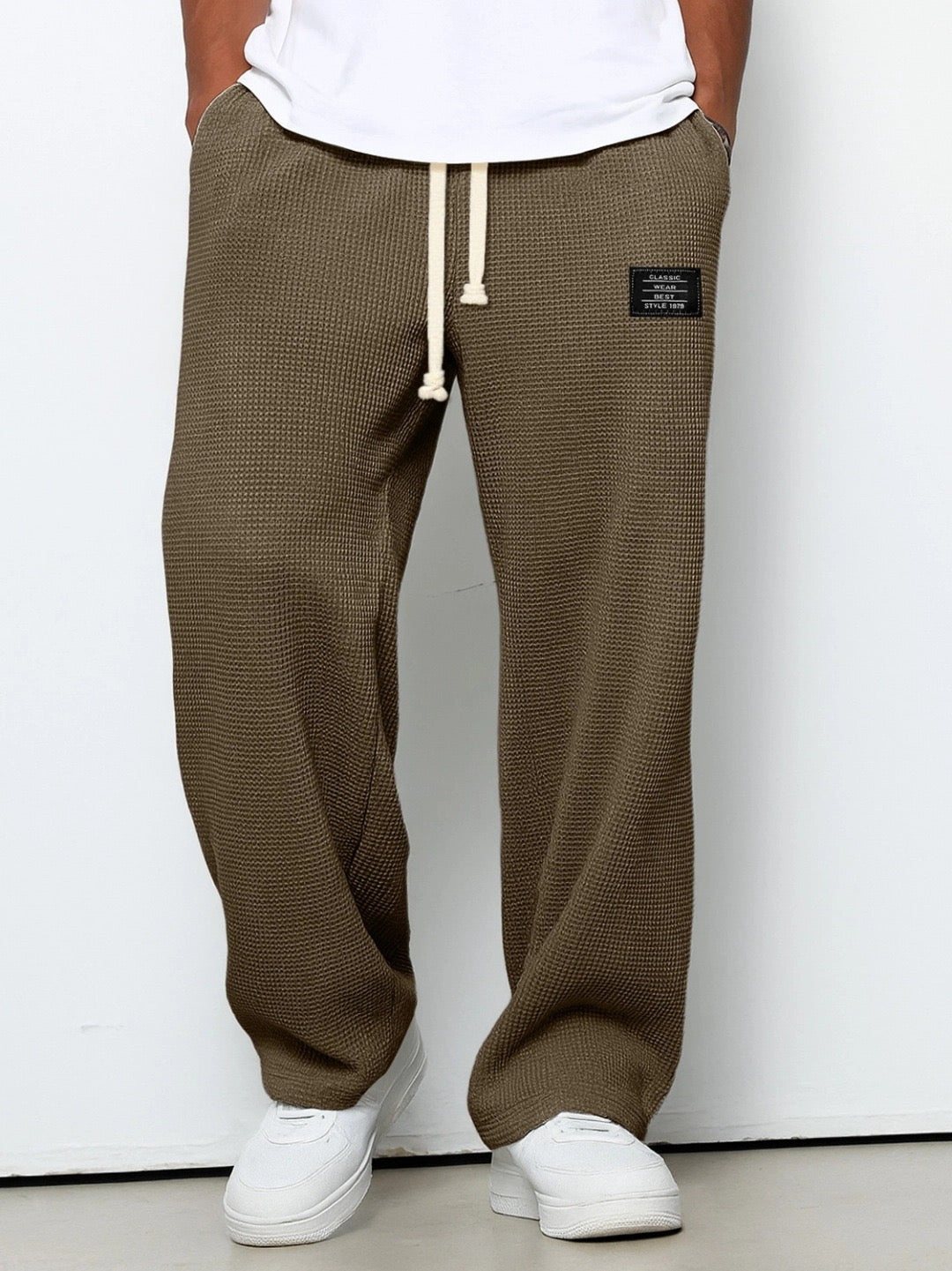 Women's relaxed lace trim pants - close-up view