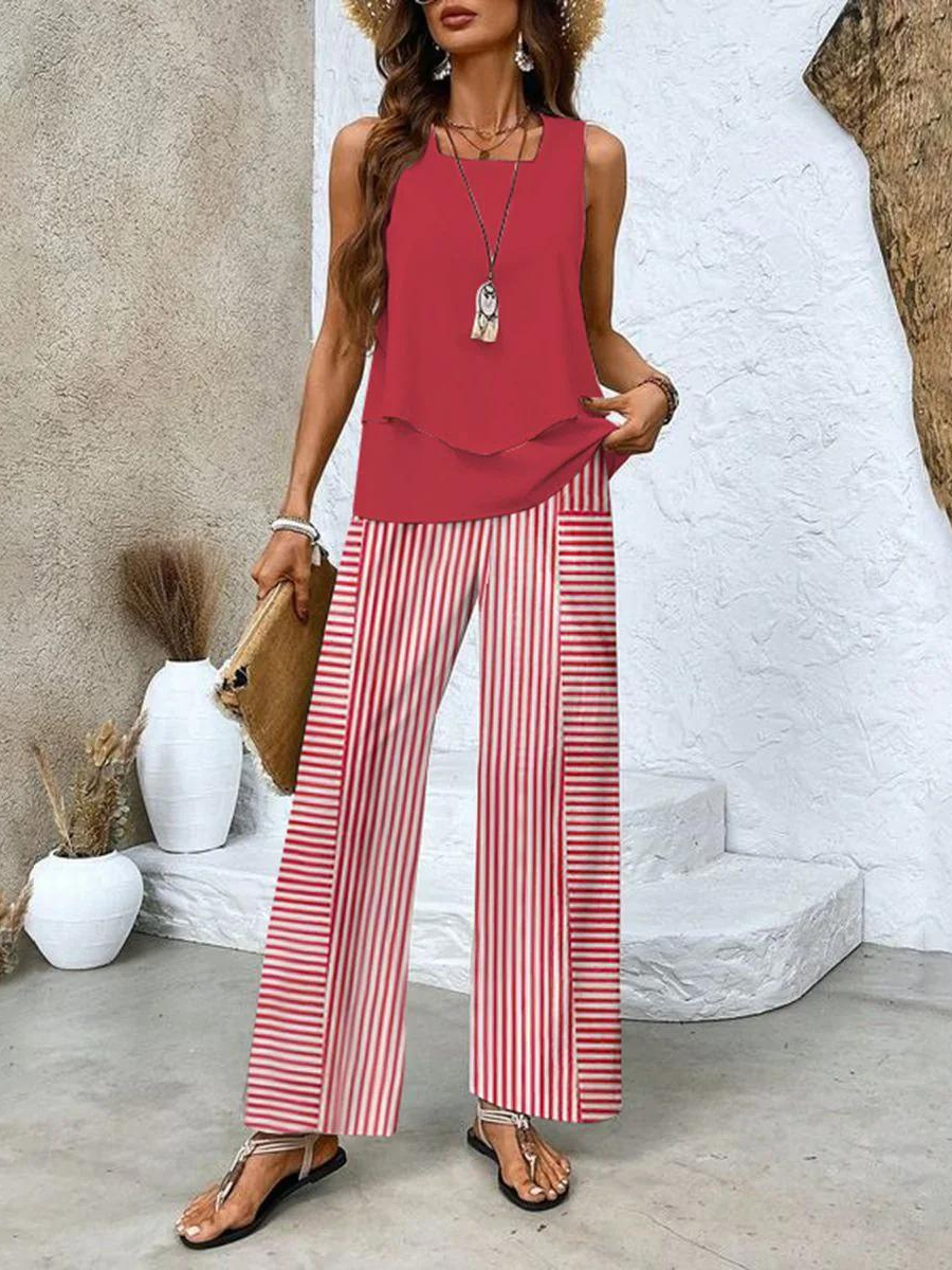 Women's relaxed two-piece casual set - detail view