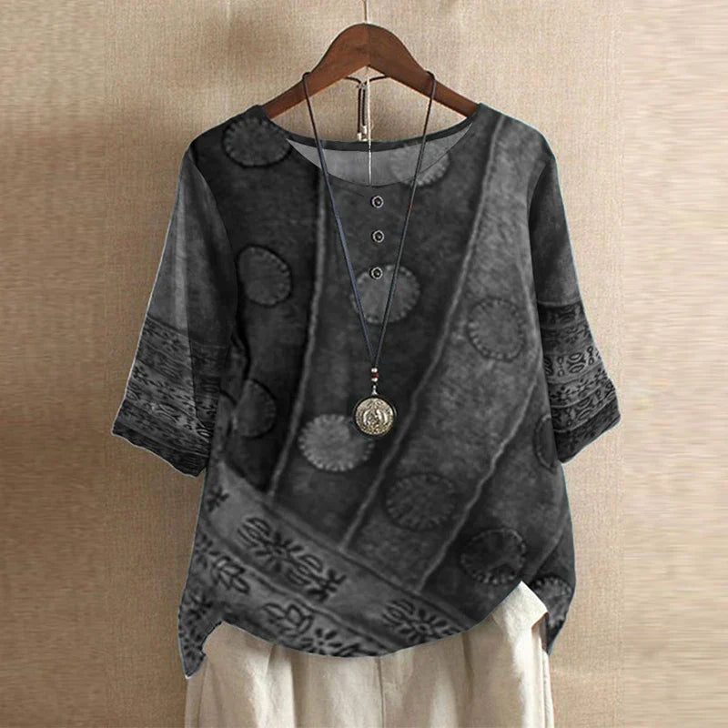 Women's retro cotton blend blouse - side view