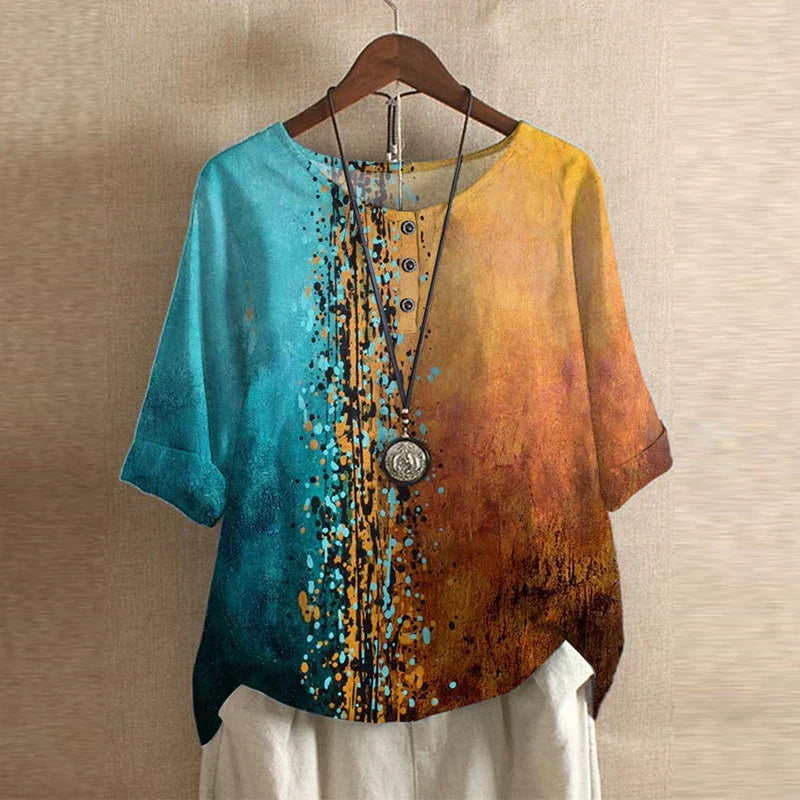 Women's retro cotton blend blouse - color variant