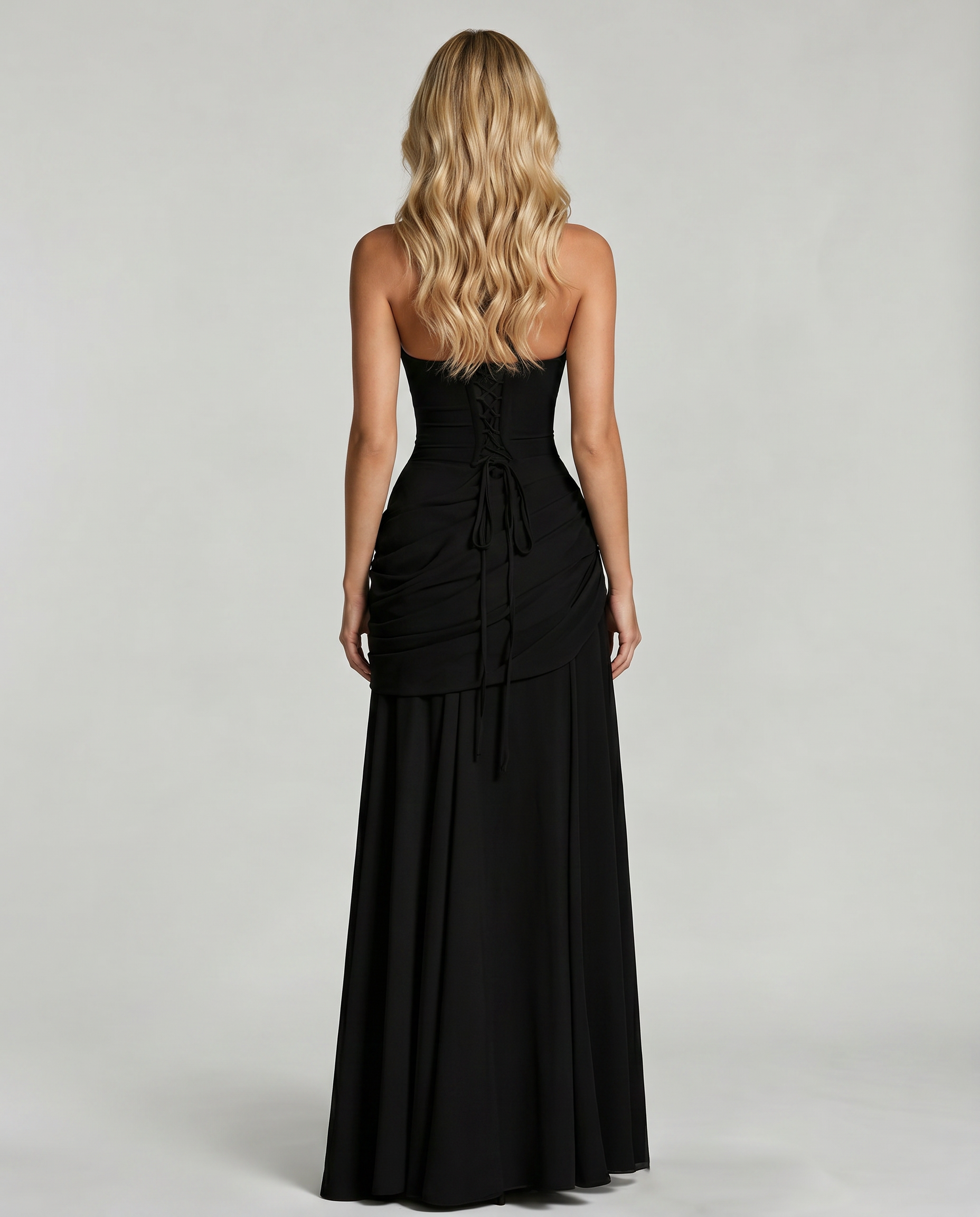 Women's Ruched Square Neck Maxi Dress | Black Formal Evening Dress