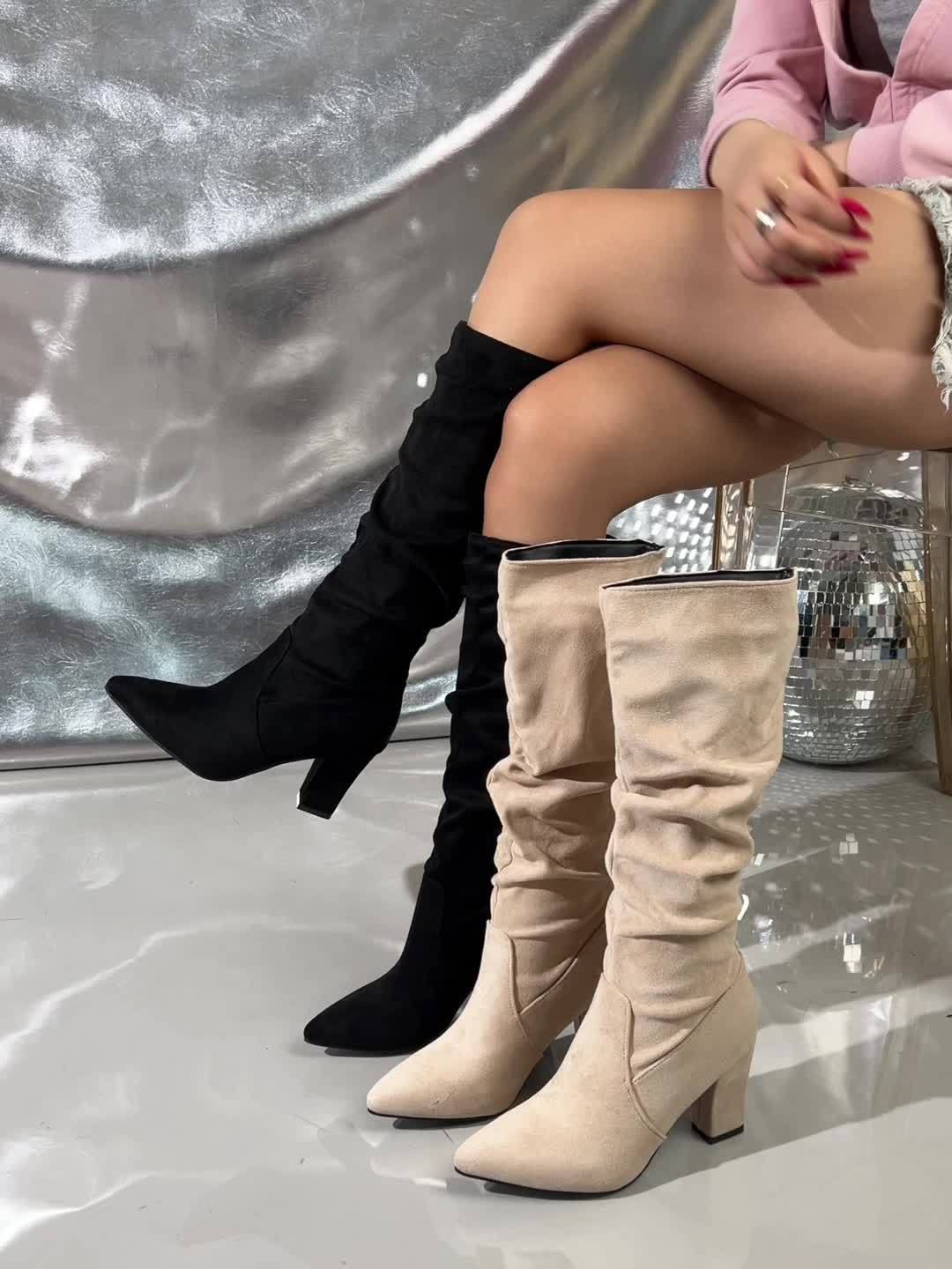 Women's Slouch Knee-High Heeled Boots - photo 11