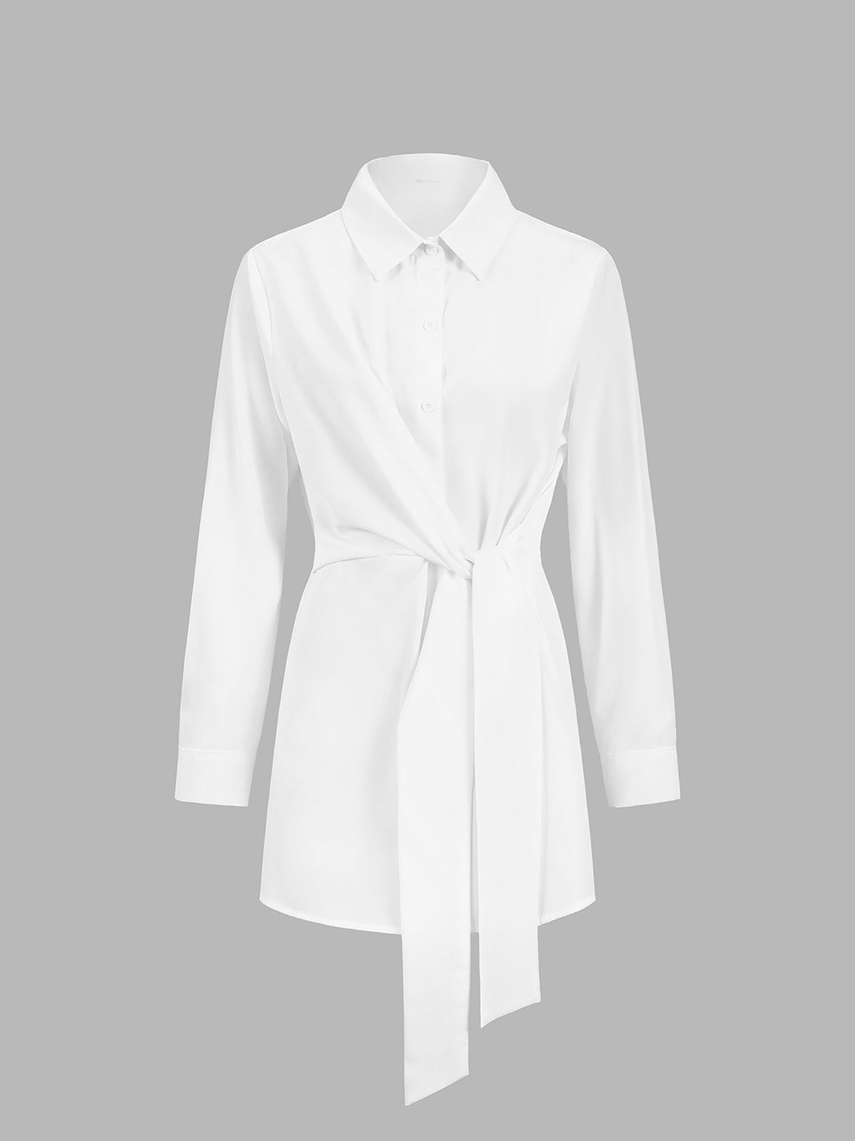 Women's tie waist button-down blouse - tie detail