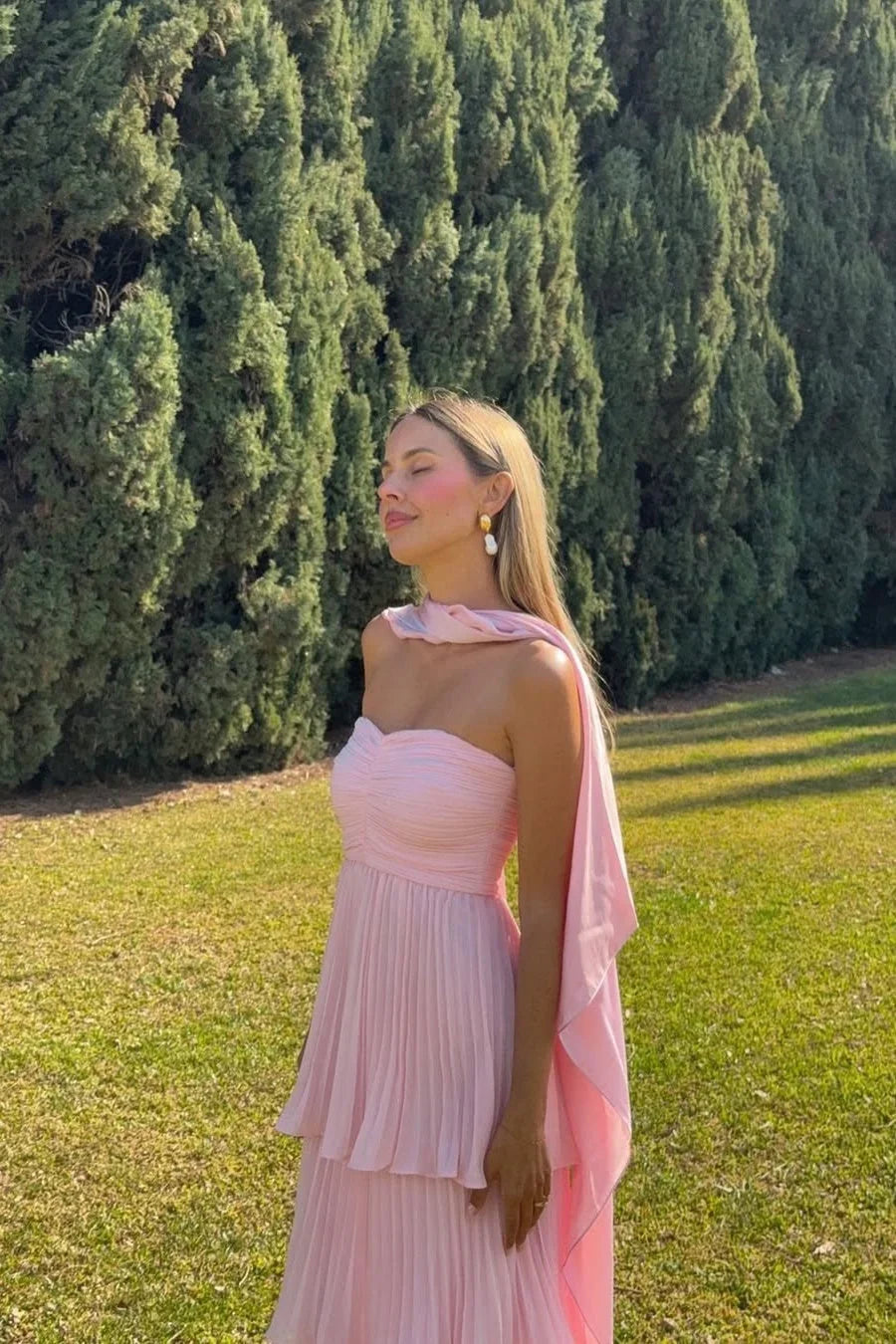 Women's Strapless Tiered Maxi Dress | Wedding Guest Ruffle Long Dress