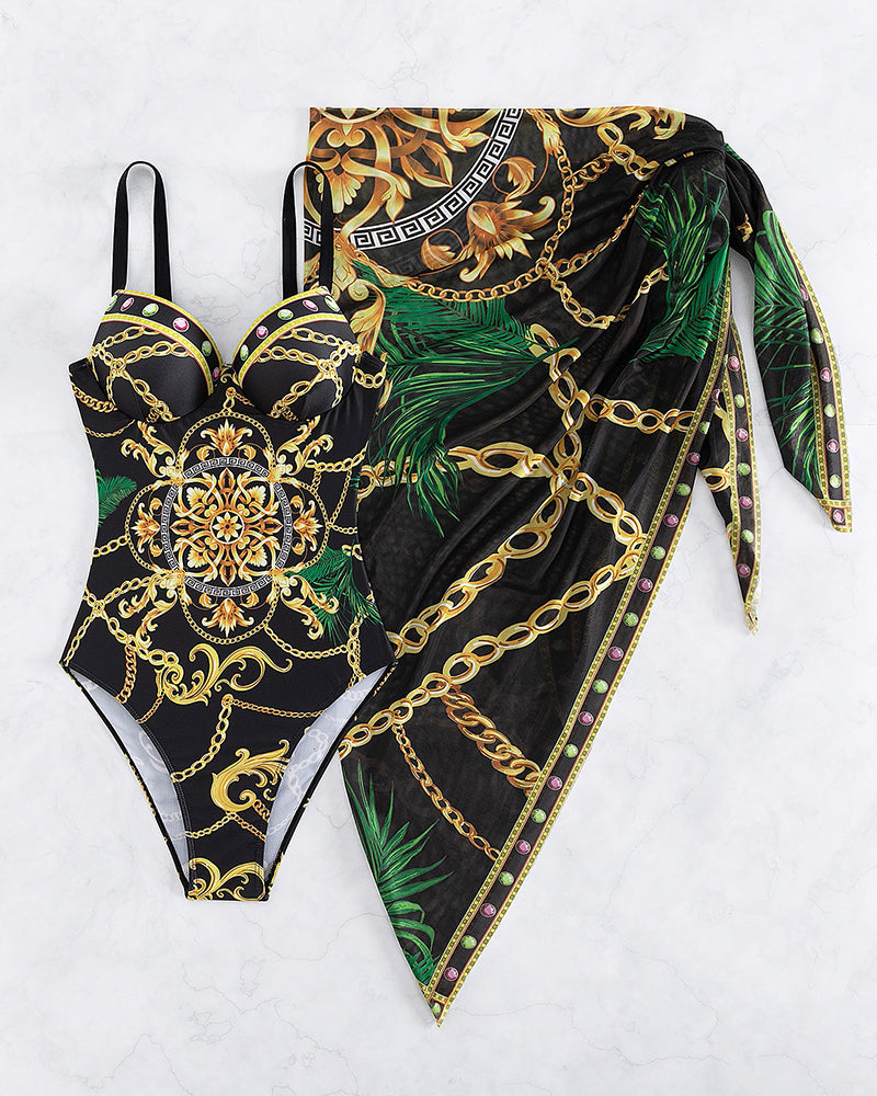 women's tummy control push-up swimsuit - detail view