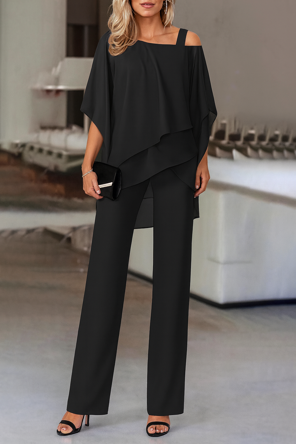 Women's two-piece evening set in Black