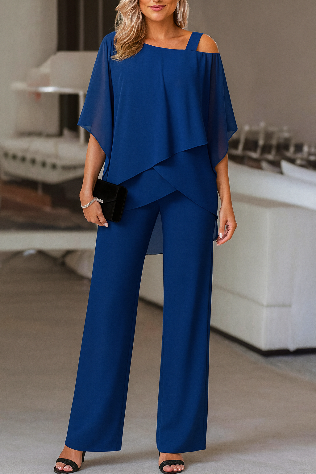 Women's two-piece evening set in Blue