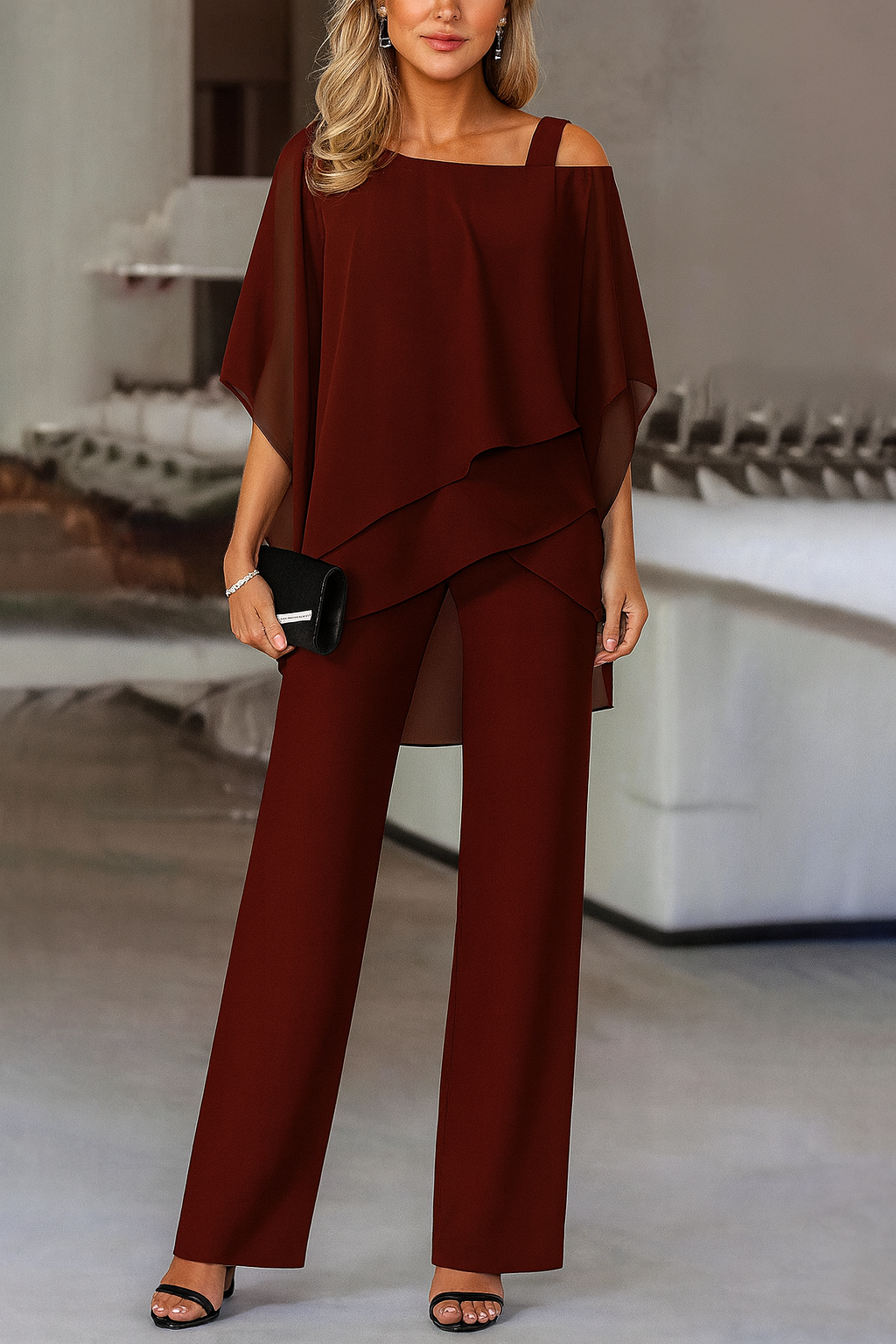 Women's two-piece evening set in Red