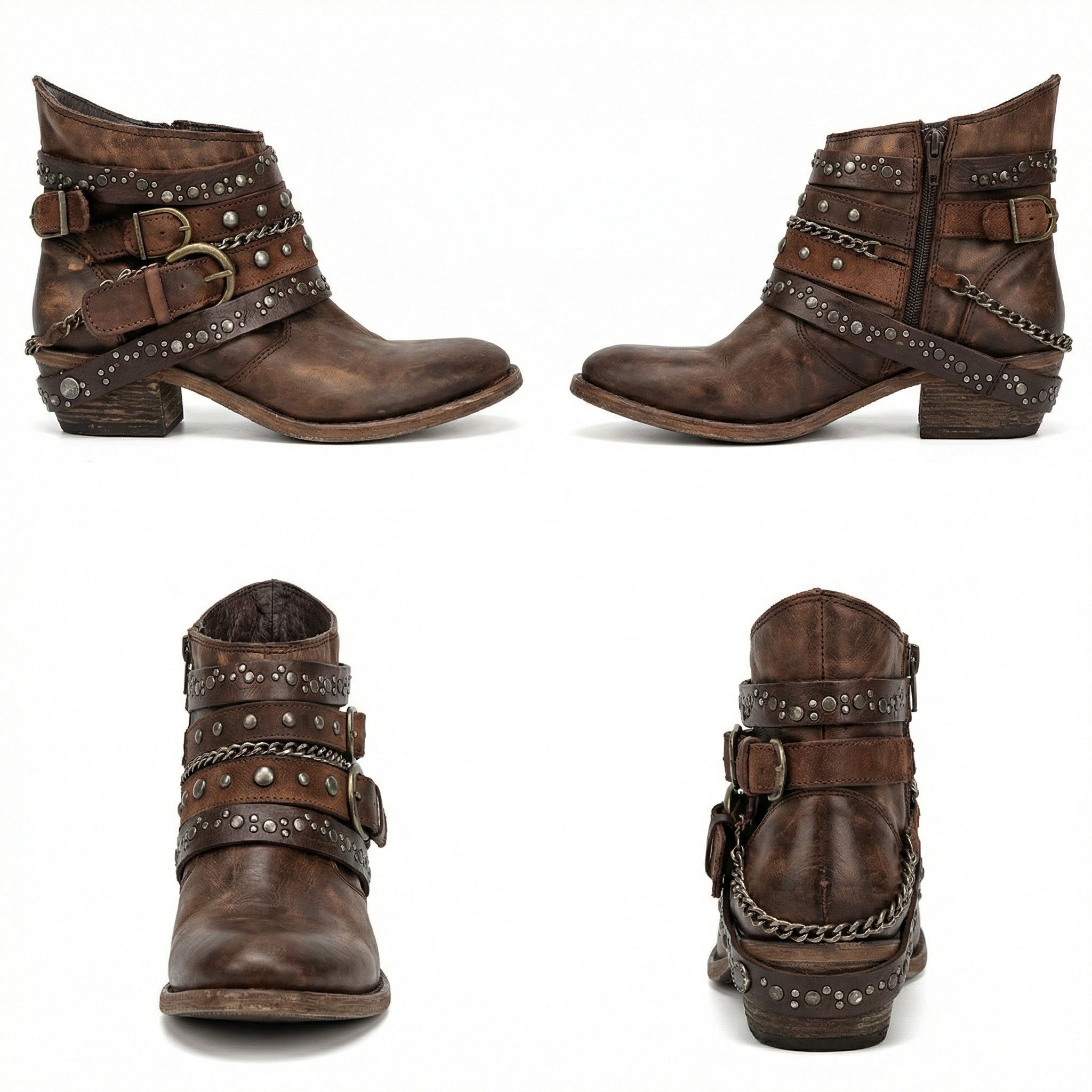 women's vintage chain-detail ankle boots - right side