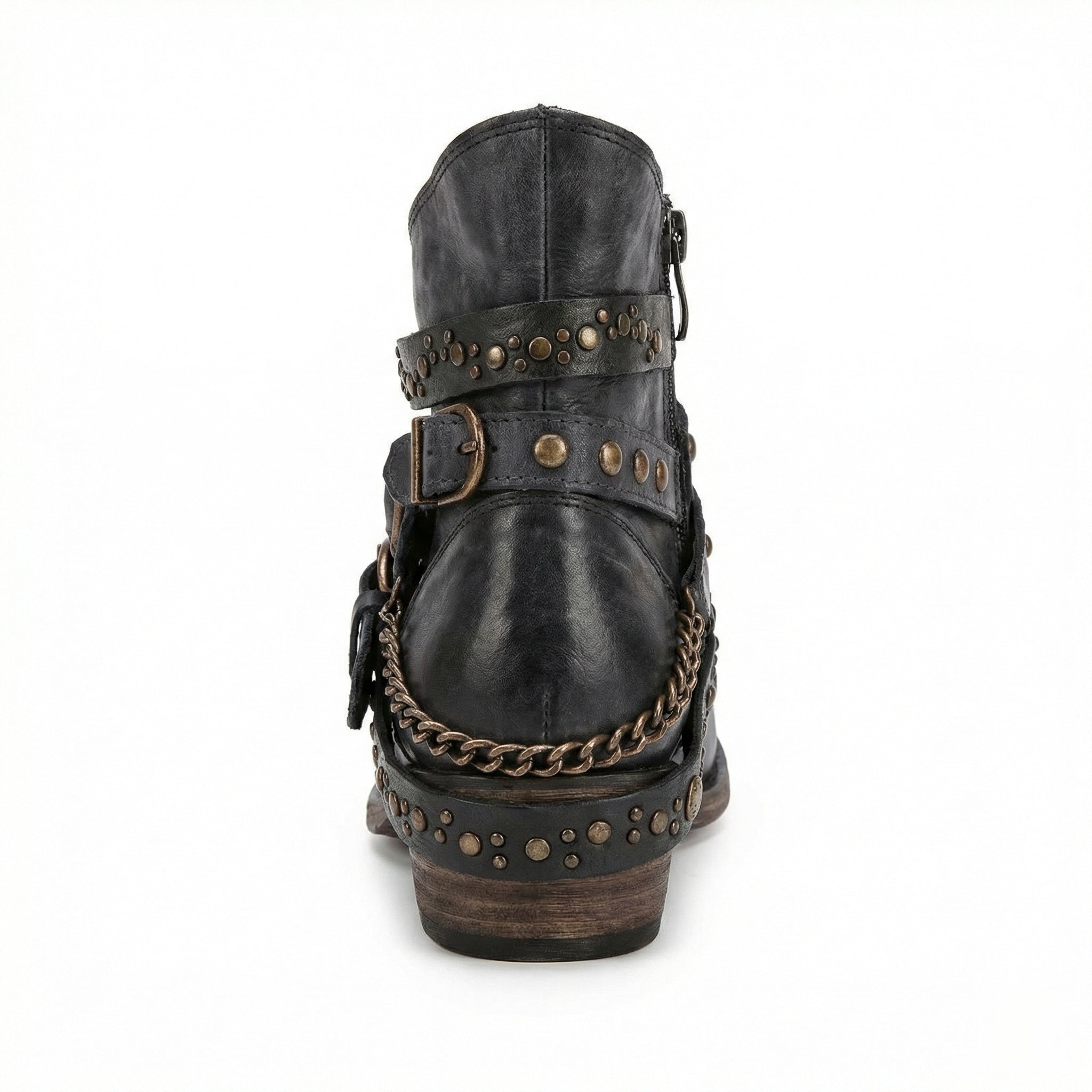women's vintage chain-detail ankle boots - back view