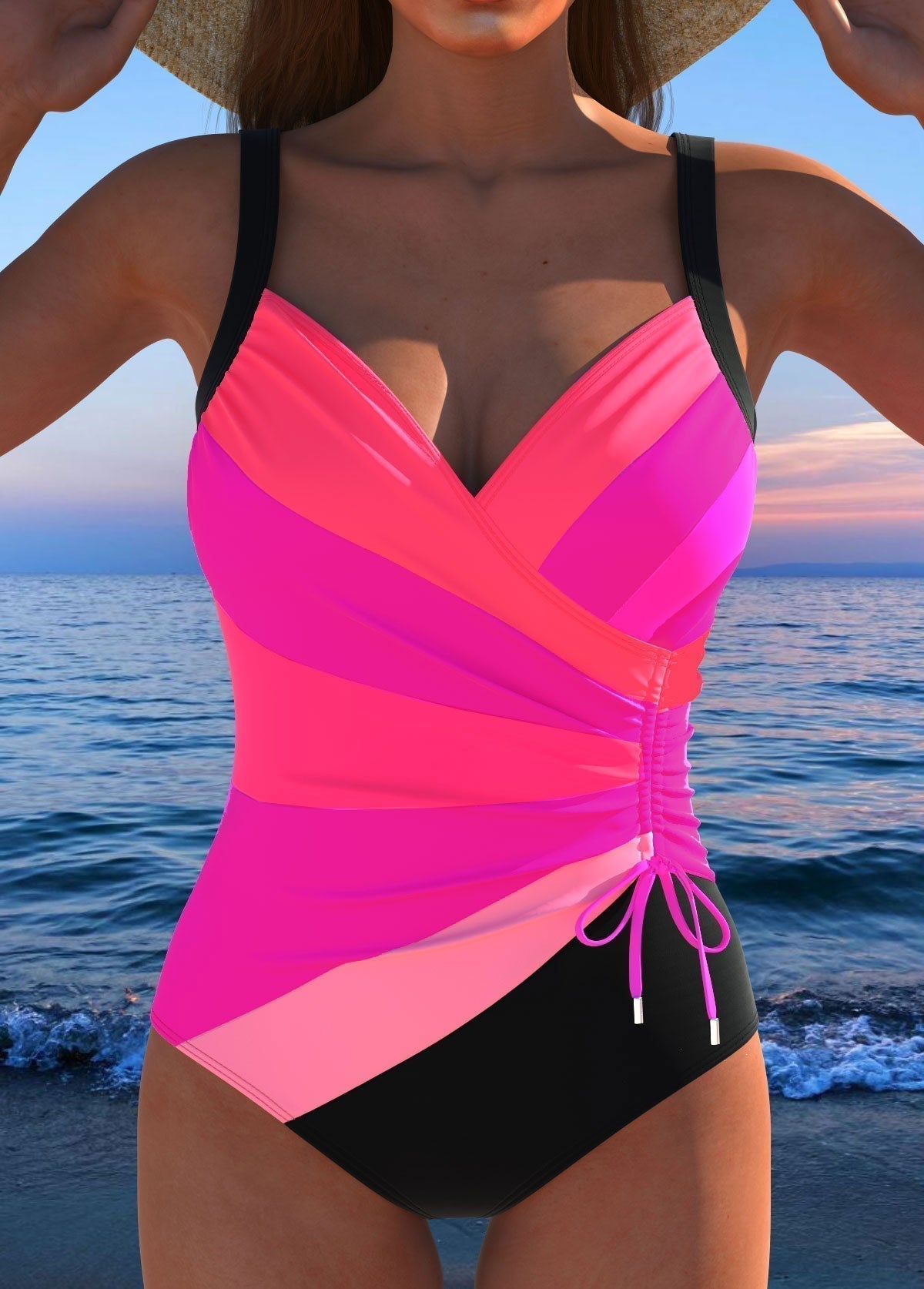 Women's Violette surplice swimsuit - alternate front view