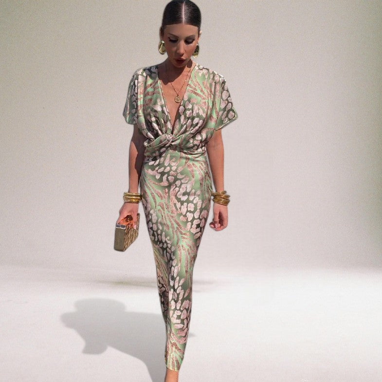 Women's wrap maxi dress front view