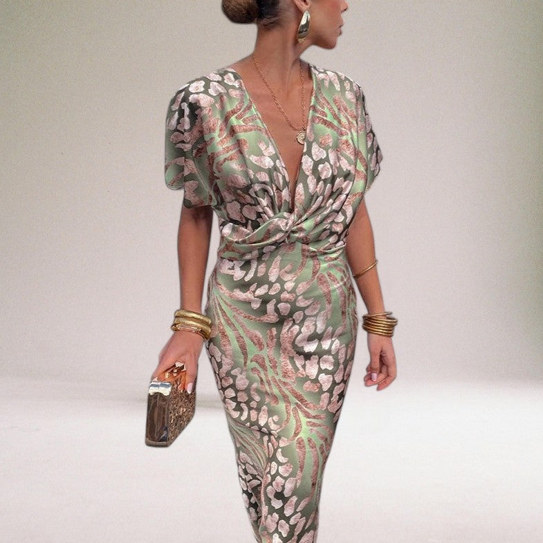 Women's wrap maxi dress side view