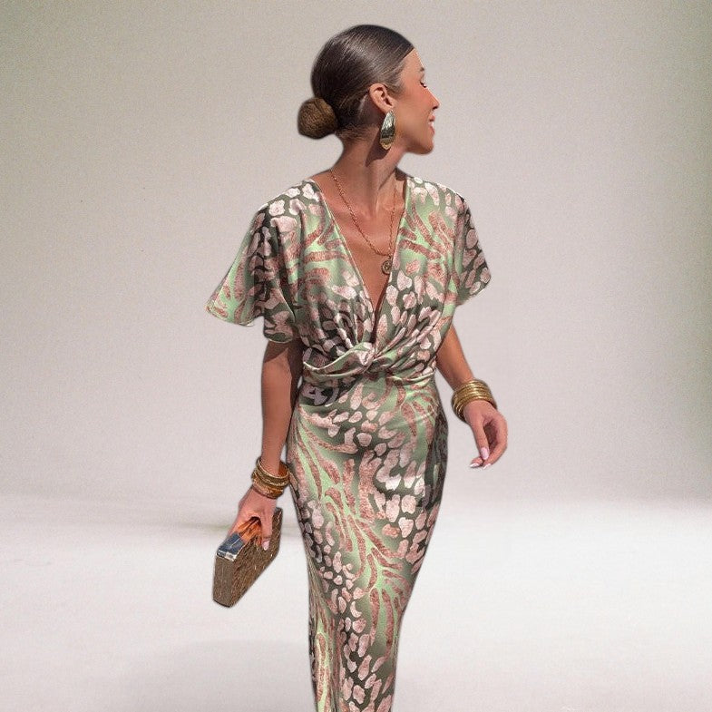 Women's wrap maxi dress back view