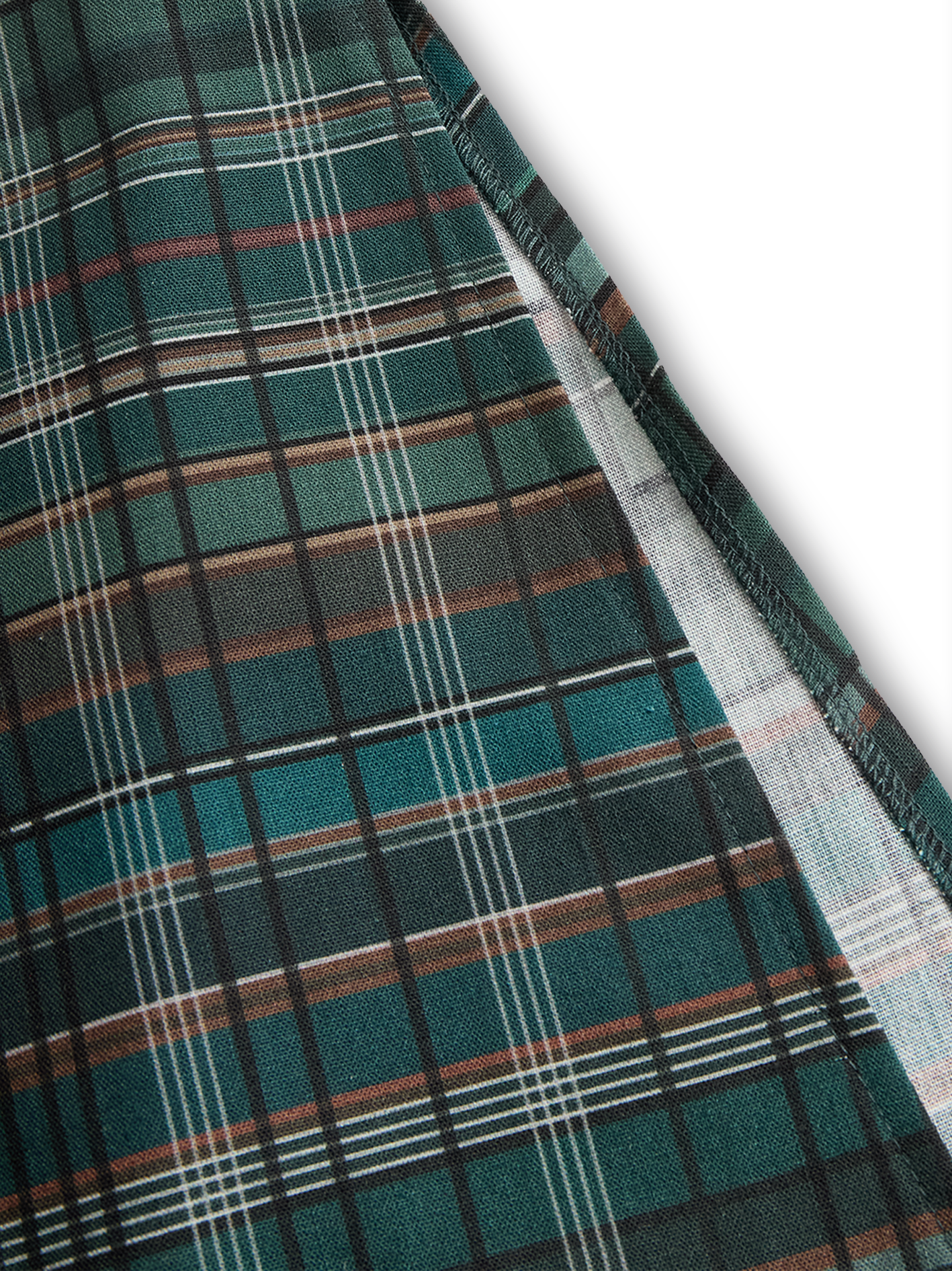 Women's Green Plaid Shirt Maxi Dress | Lapel Single-Breasted Casual Everyday Dress