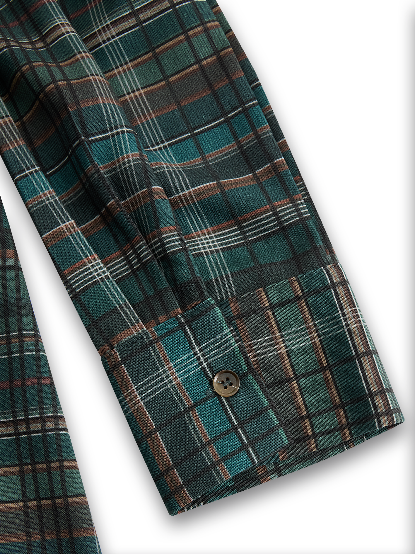 Women's Green Plaid Shirt Maxi Dress | Lapel Single-Breasted Casual Everyday Dress