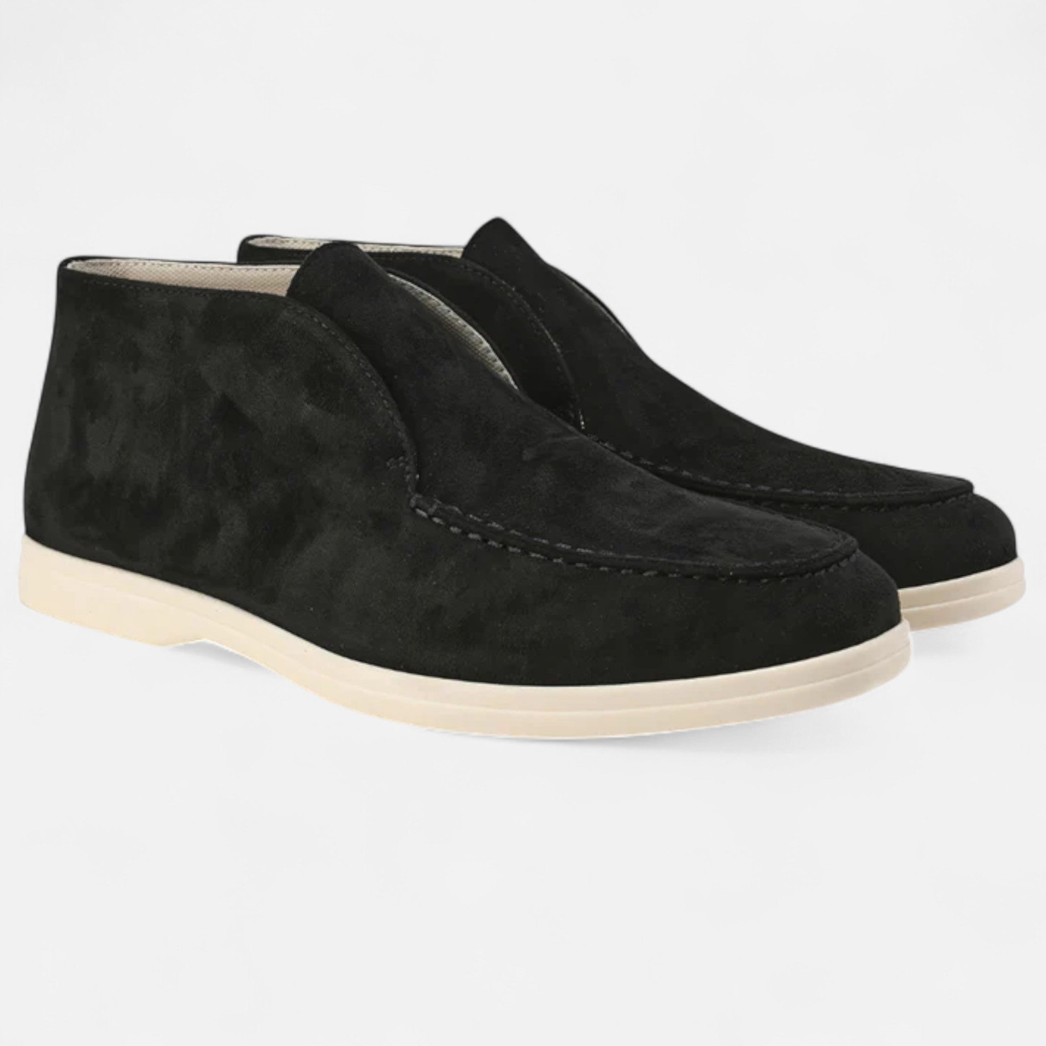 mens high suede loafers | premium casual dress shoes - side view