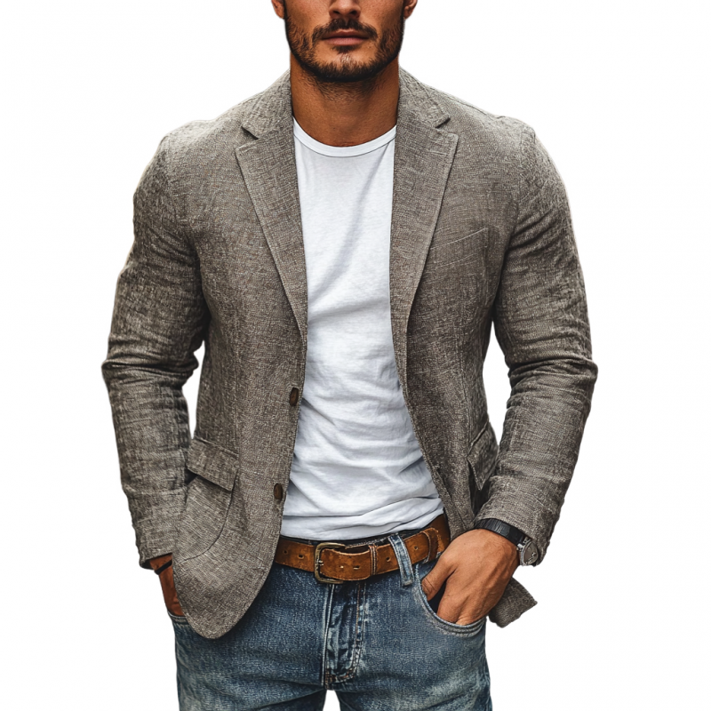 Men's Single-Breasted Cotton Linen Blazer | Lightweight Smart Casual