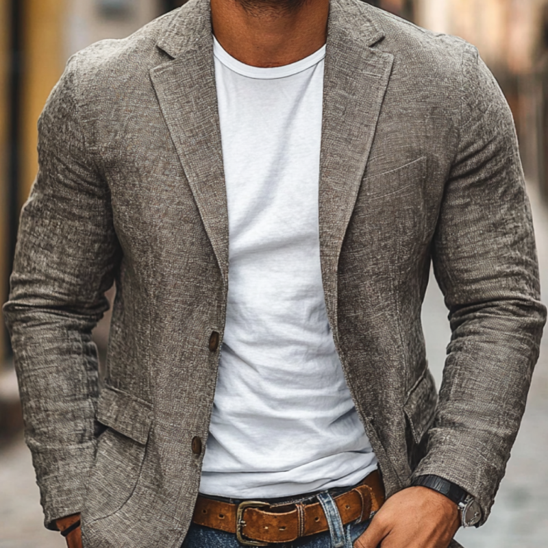 Men's Single-Breasted Cotton Linen Blazer | Lightweight Smart Casual