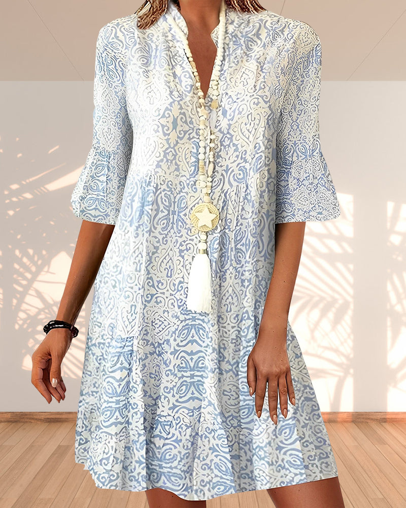 Women's Blue Bohemian Floral Print Summer Maxi Dress | Casual Boho