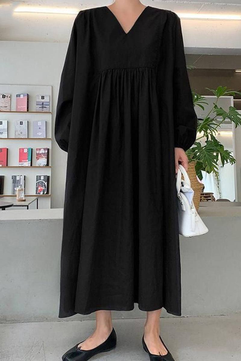 Women's V-Neck Smocked Waist Midi Dress | Balloon Sleeve Occasion
