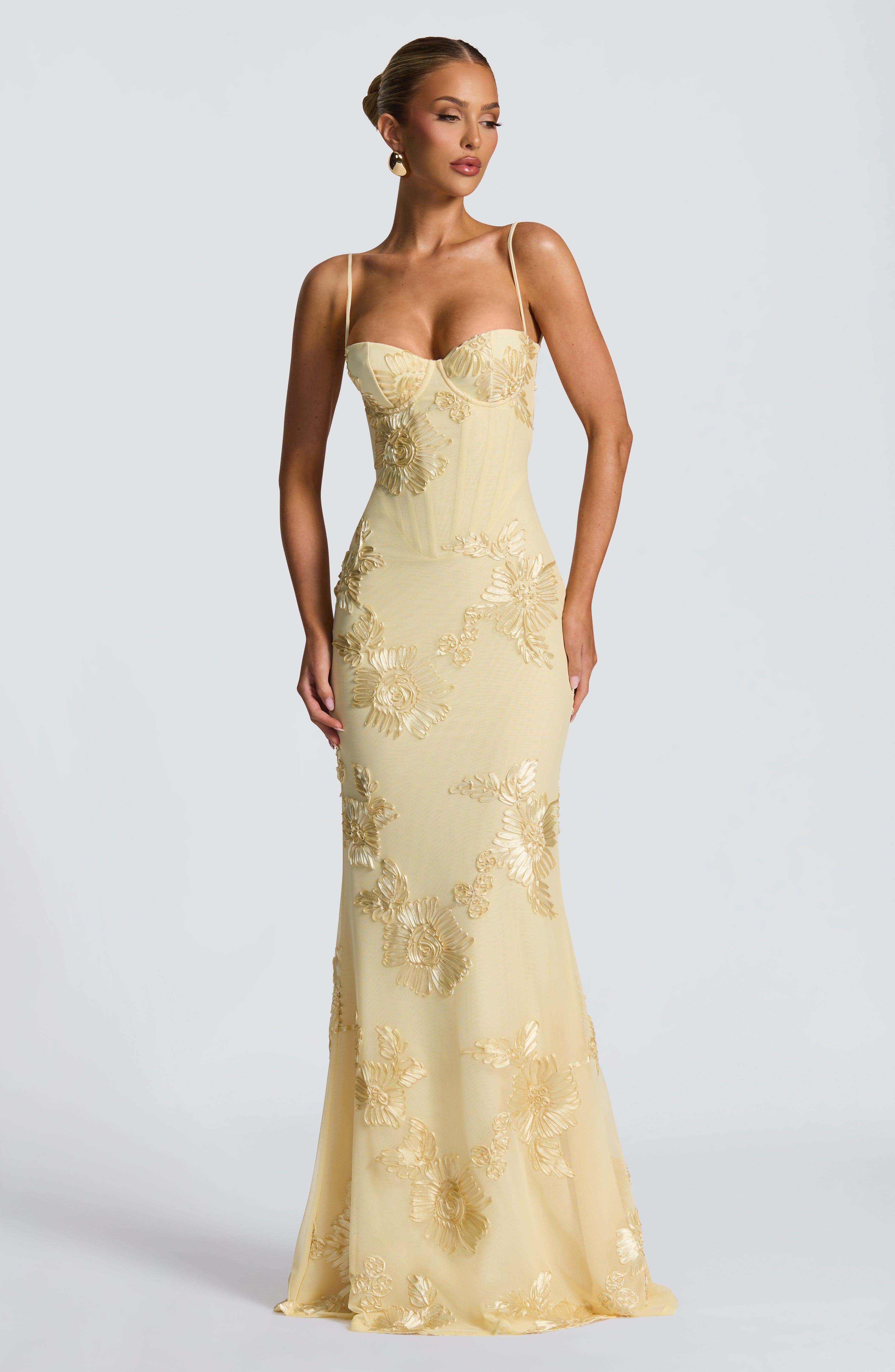 Women's Floral Sequin Spaghetti Strap Sweetheart Mermaid Maxi Gala Dress Prom