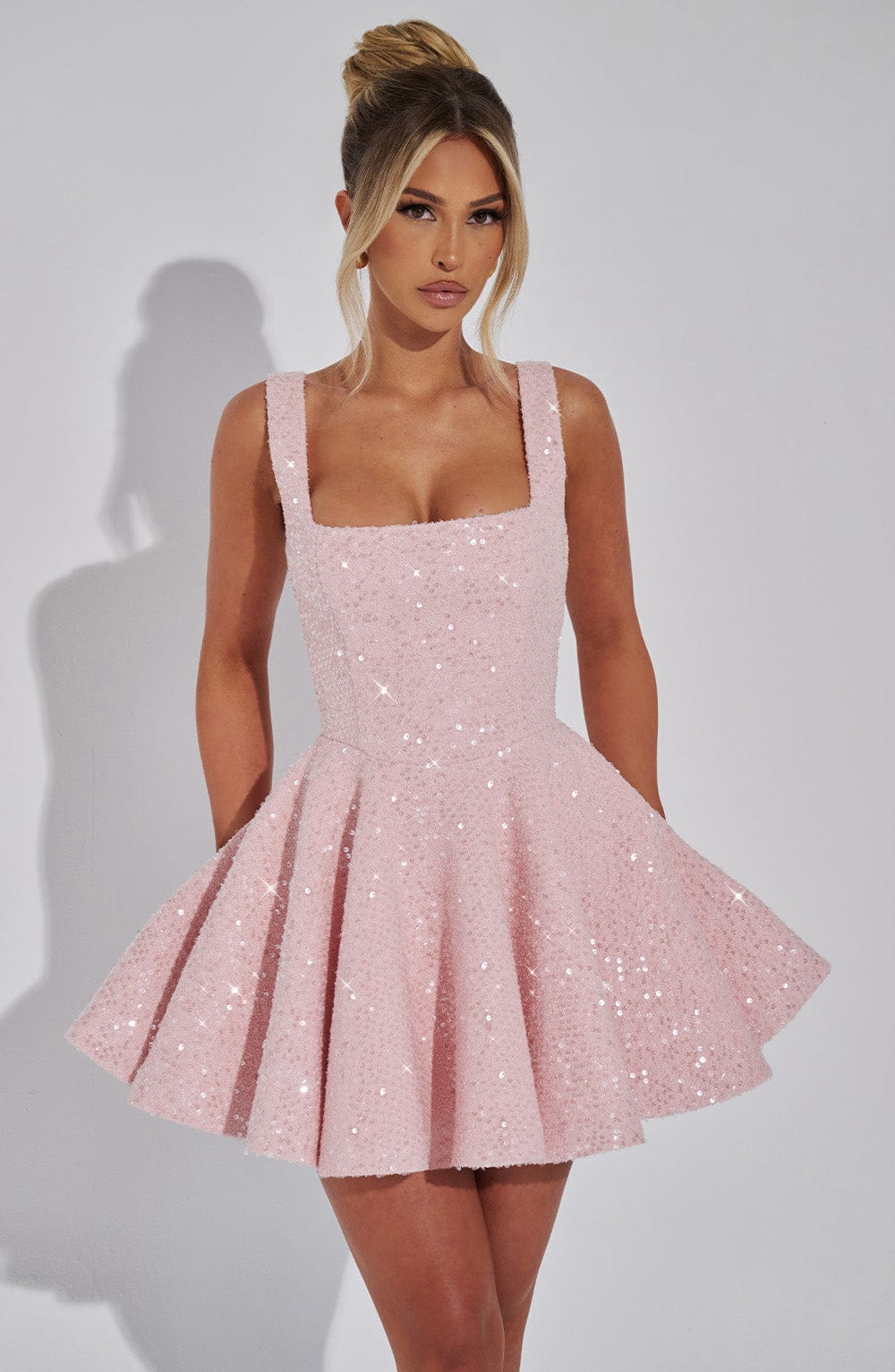 Women's off-white mini dress - alternate side view