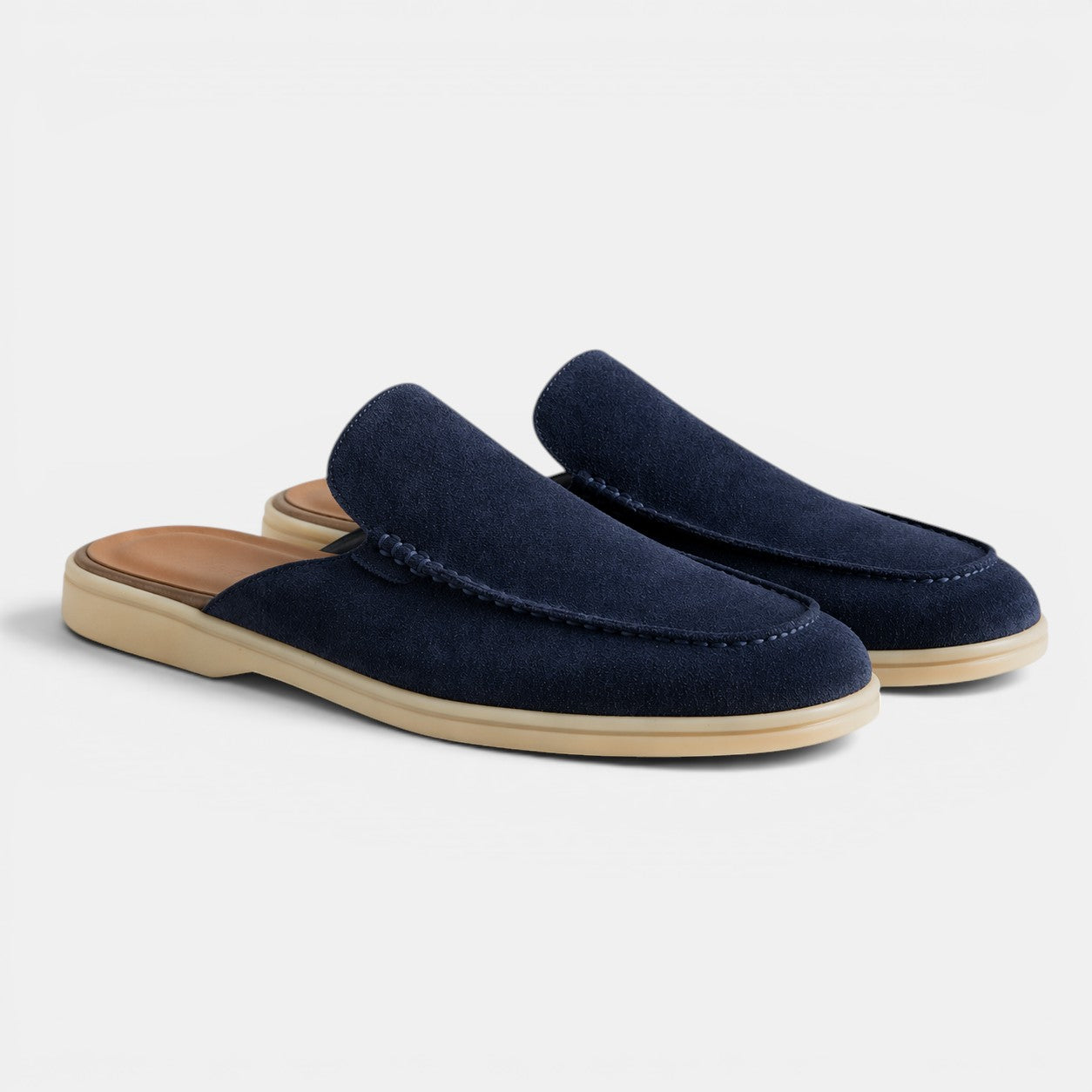 mens slip-on suede mules | casual luxury summer footwear - back view