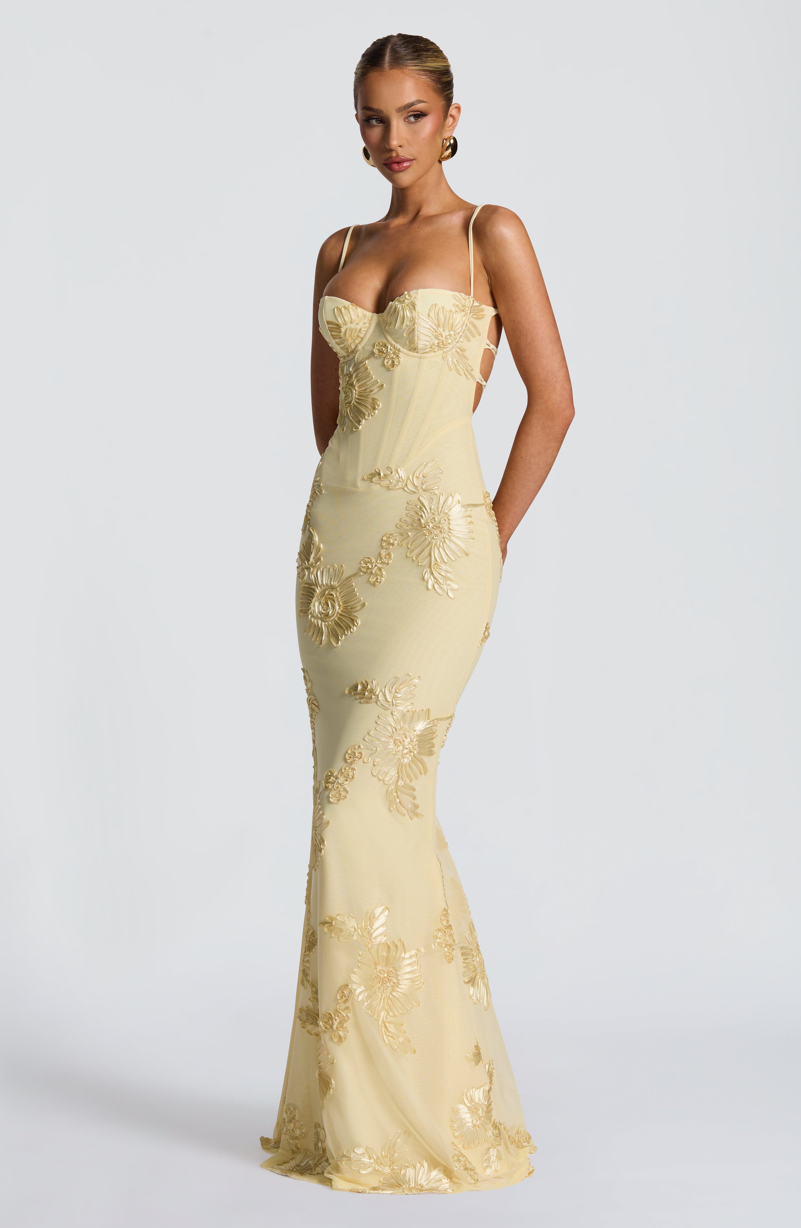 Women's Floral Sequin Spaghetti Strap Sweetheart Mermaid Maxi Gala Dress Prom