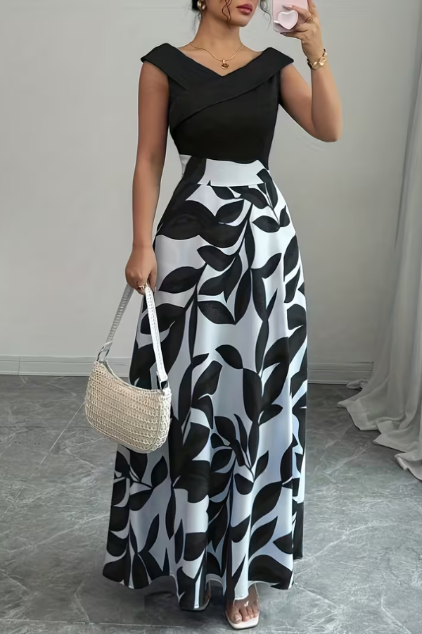 Women's V-Neck Floral A-Line Maxi Dress with Pockets | Casual Summer