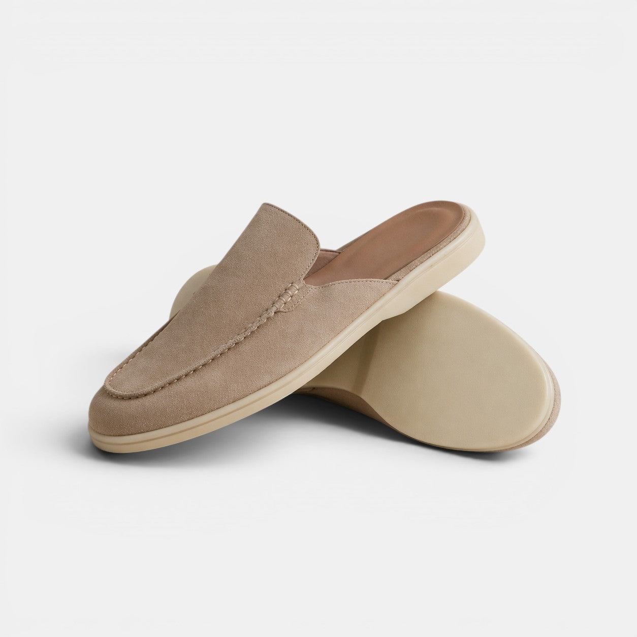 mens slip-on suede mules | casual luxury summer footwear - lifestyle view