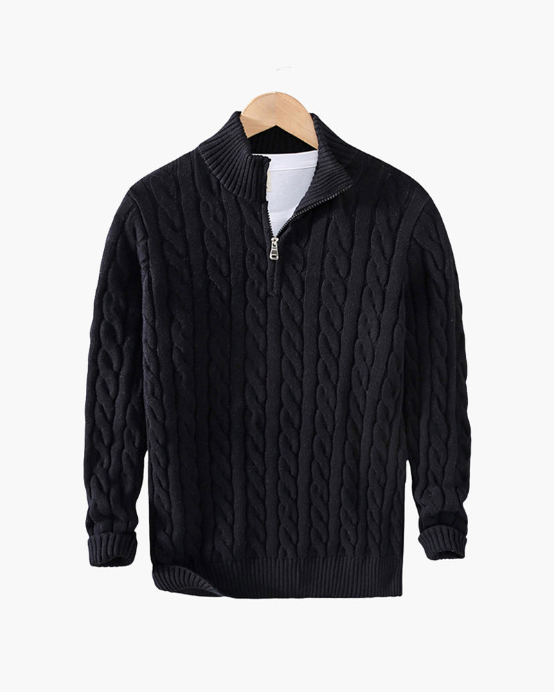 Men's Half-Zip Knit Sweater | Warm Casual Long Sleeve Knitwear