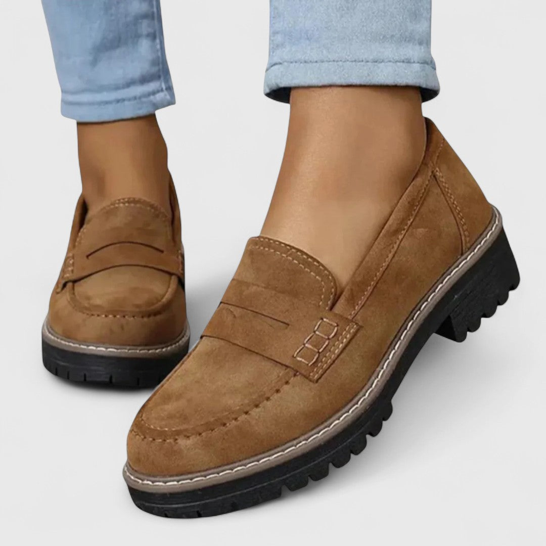 Women's Penny Loafer Slip-On Chunky Lug Sole Casual Shoes
